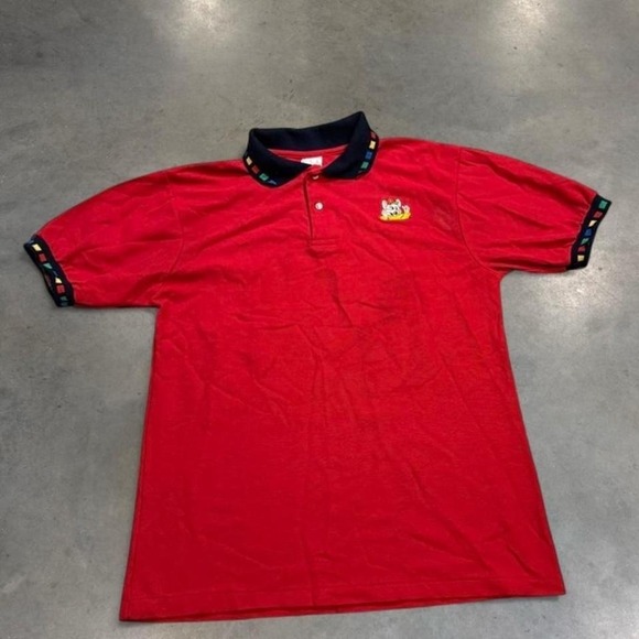 The Unbranded Brand Other - Vintage Chuck E Cheese Red Polo‎ Employee Uniform Size Mens Large